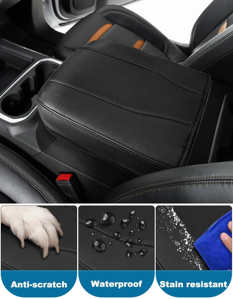 Eaglecover Center Console Armrest Cover for Chevy Silverado & GMC Sierra 2019-2026, Yukon & Tahoe & Suburban 2021-2026, Floor Console Bucket Seat Only, Vinyl Middle Console Cover, Scratchproof, Black - Image 4